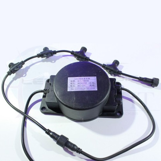 Трансформатор LS для комплекта на деревья, гирлянды, клип лайт 12V 160W IP 44, коннектор на 4 выхода купить в Калининграде
